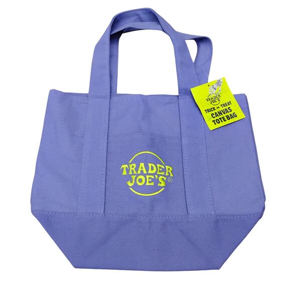 Trader Joe's New Halloween Canvas Tote Bag Purple Embroidered Logo - Picture 1 of 7